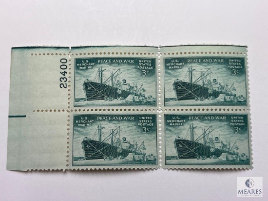 #939 - 1946 3c US Armed Forces: Merchant Marine Plate Block of Four Stamps