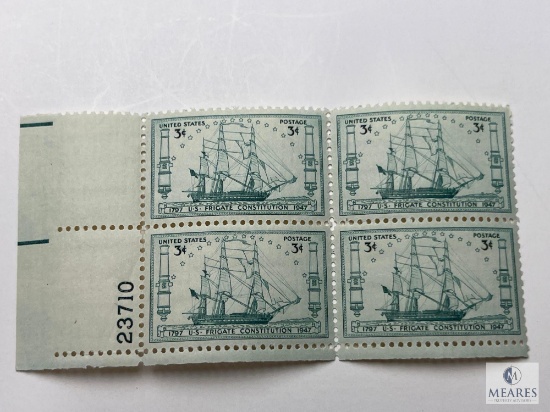 #951 - 1947 3c U.S. Frigate Constitution Plate Block of Four Stamps