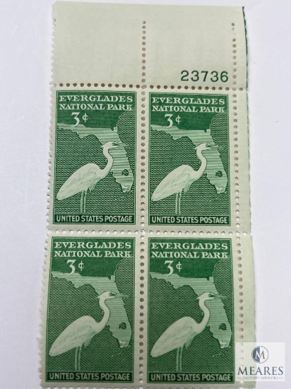 #952 - 1947 3c Everglades National Park Plate Block of Four Stamps