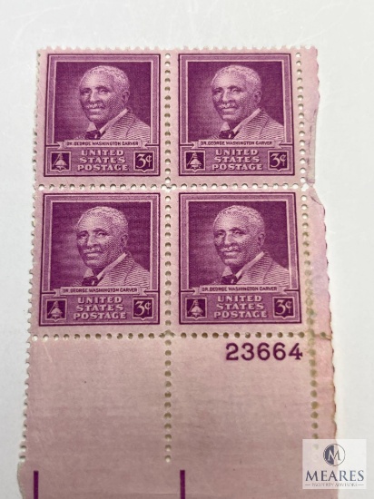 #953 - 1948 3c George Washington Carver Plate Block of Four Stamps