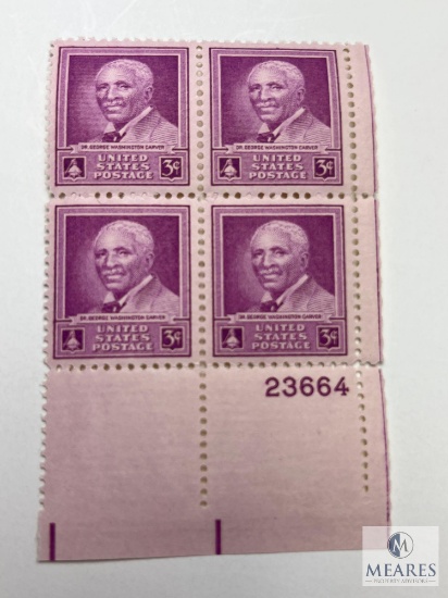 #953 - 1948 3c George Washington Carver Plate Block of Four Stamps