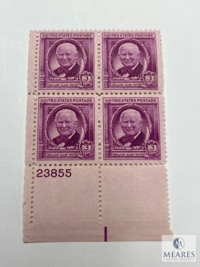 #960 - 1948 3c William Allen White Plate Block of Four Stamps