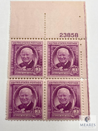 #960 - 1948 3c William Allen White Plate Block of Four Stamps