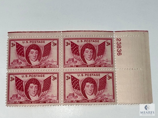 #962 - 1948 3c Francis Scott Key Plate Block of Four Stamps