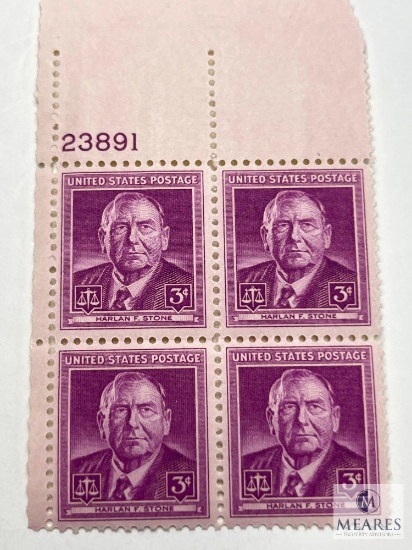 #965 - 1948 3c Harlan F. Stone Plate Block of Four Stamps