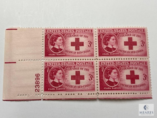 #967 - 1948 3c Clara Barton Founder Of The American Red Cross, Plate Block of Four Stamps