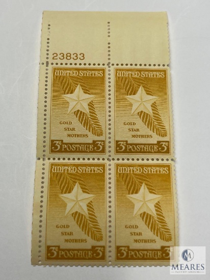 #969 - 1948 3c Gold Star Mothers Plate Block of Four Stamps