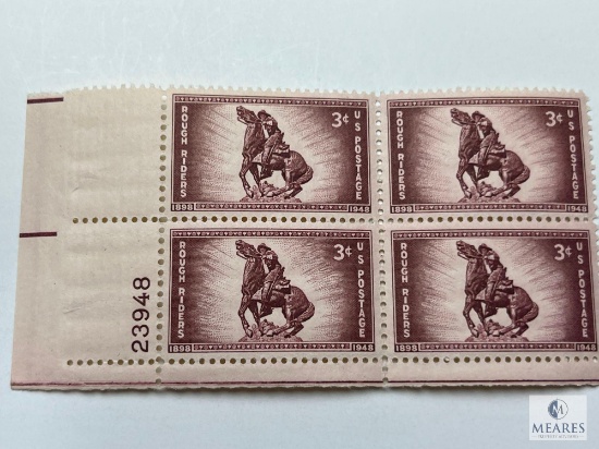 #973 - 1948 3c Rough Riders Plate Block of Four Stamps