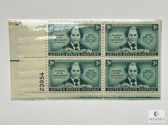 #974 1948 3c Juliette Low Founder of The Girl Scouts Of The USA, Plate Block of Four Stamps