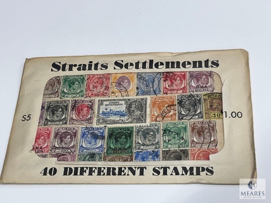 Straits Settlements, S5, 40 Different Stamps, Unopened Envelope