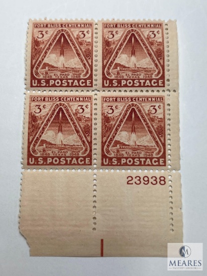 #976 1948 3c Fort Bliss Centennial Plate Block of Four Stamps