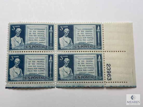 #978 1948 Lincoln Gettysburg Address 3c Block of Four Stamps