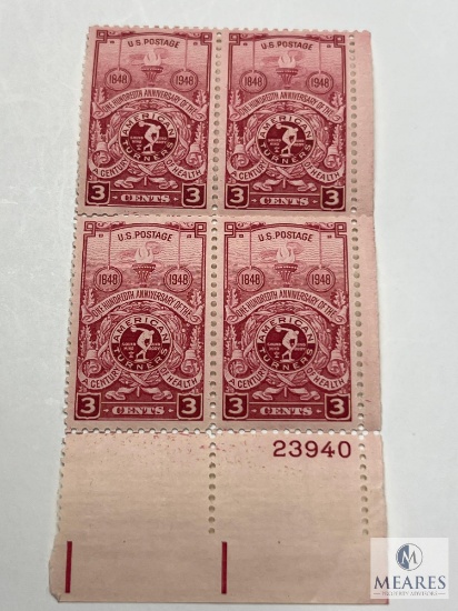 #979 - 1948 3c American Turners Society 100th Anniversary Plate Block of Four Stamps