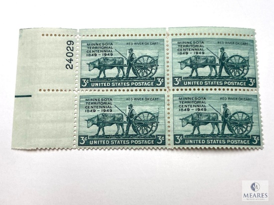 #981 - 1949 3c Minnesota Territory Plate Block of Four Stamps