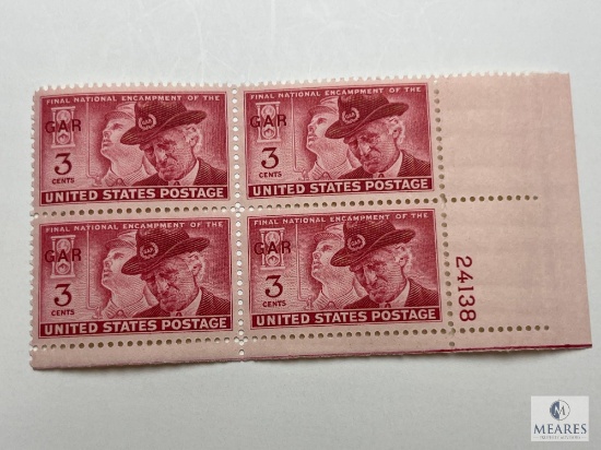 #985 - 1949 3c Grand Army of the Republic Plate Block of Four Stamps