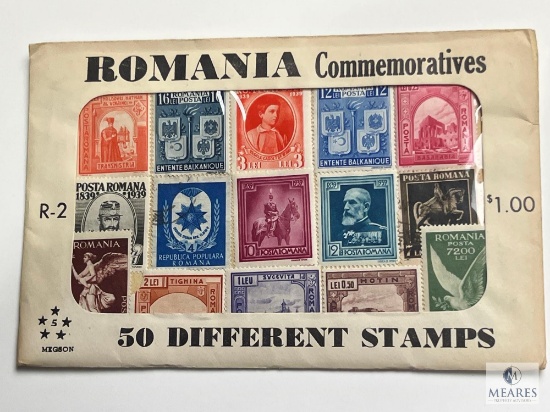 Romania Commemoratives, R-2, 50 Different Stamps, Unopened Envelope