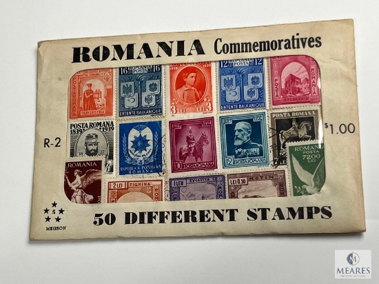 Romania Commemoratives, R-2, 50 Different Stamps, Unopened Envelope