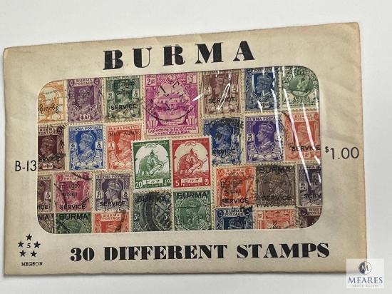 Burma, B-13, 30 Different Stamps, Unopened Envelope