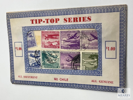 Tip-Top Series, 80 Different Chile Stamps, Unopened Envelope