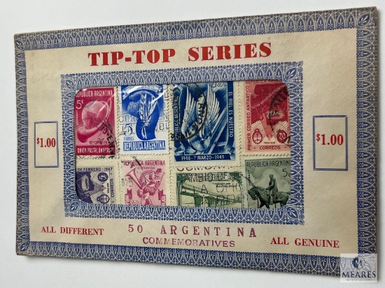 Tip-Top Series, 50 Different Argentina Commemoratives Stamps, Unopened Envelope