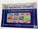 Railroad Stamps, 25 Different A Thrilling Packet For Railroad Enthusiasts, Unopened Envelope