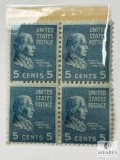# 845 - 1939 5c James Monroe, Bright Blue, Set of Four Stamps