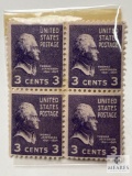# 851 - 1939 3c Thomas Jefferson, Purple Set of Four Stamps