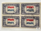 # 913 - 1943 Overrun Countries: 5c Flag of Netherlands Set of Four Stamps