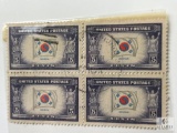 # 921 - 1944 Overrun Countries: 5c Flag of Korea Set of Four Stamps