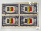 # 914 - 1943 Overrun Countries: 5c Flag of Belgium Set of Four Stamps