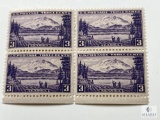 #800 - 1937 3c Alaska Purple Postage Stamp Plate Block of Four Stamps