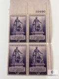 # 902 - 1940 3c Emancipation Memorial, 13th Amendment Plate Block of Four Stamps