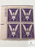 #905 1942 3c Stamps, Win The War Plate Block of Four Stamps
