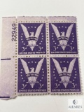 #905 1942 3c Stamps, Win The War Plate Block of Four Stamps Stamps