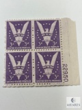 #905 1942 3c Stamps, Win The War Plate Block of Four Stamps
