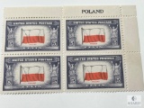 # 909 - 1943 Overrun Countries: 5c Flag of Poland Plate Block of Four Stamps