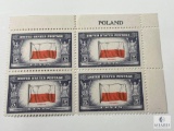 # 909 - 1943 Overrun Countries: 5c Flag of Poland Plate Block of Four Stamps