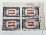 #919 1943 5c Overrun Countries Austria Plate Block of Four US Stamps