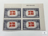 #920 - 1943 Overrun Countries: 5c Flag of Denmark Block of Four Stamps