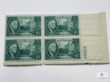 #930 - 1945 1c Roosevelt and Hyde Park Plate Block of Four Stamps
