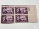 #932 - 1945 3c Roosevelt and White House Plate Block of Four Stamps