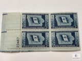 #942 - 1946 3c Iowa Centennial Plate Block of Four Stamps