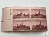 #943 - 1946 3c Smithsonian Institution Plate Block of Four Stamps