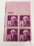 #945 - 1947 3c Thomas A. Edison Plate Block of Four Stamps