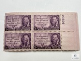 #946 - 1947 3c Joseph Pulitzer Plate Block of Four Stamps