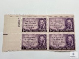 #946 - 1947 3c Joseph Pulitzer Plate Block of Four Stamps