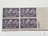 #959 - 1948 3c 100 Years of Progress of Women Plate Block of Four Stamps