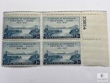 #961 - 1948 3c A Century of Friendship, United States - Canada Plate Block of Four Stamps