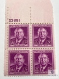 #965 - 1948 3c Harlan F. Stone Plate Block of Four Stamps
