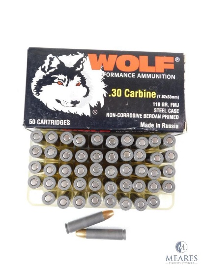 Wolf .30 Carbine Ammo 110 Grain FMJ Full Box of 50 Rounds
